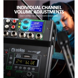 микшерный пульт с двумя радиомикрофонами DGNOG R4PRO S